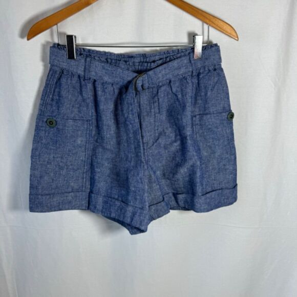 Anthropologie Hei Hei Marnie Blue NWOT Linen D Ring Belted Shorts Sz S - Picture 8 of 8